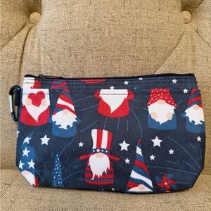 Thirty-One Gnome of the Brave Clear Clip Pouch Patriotic NWT